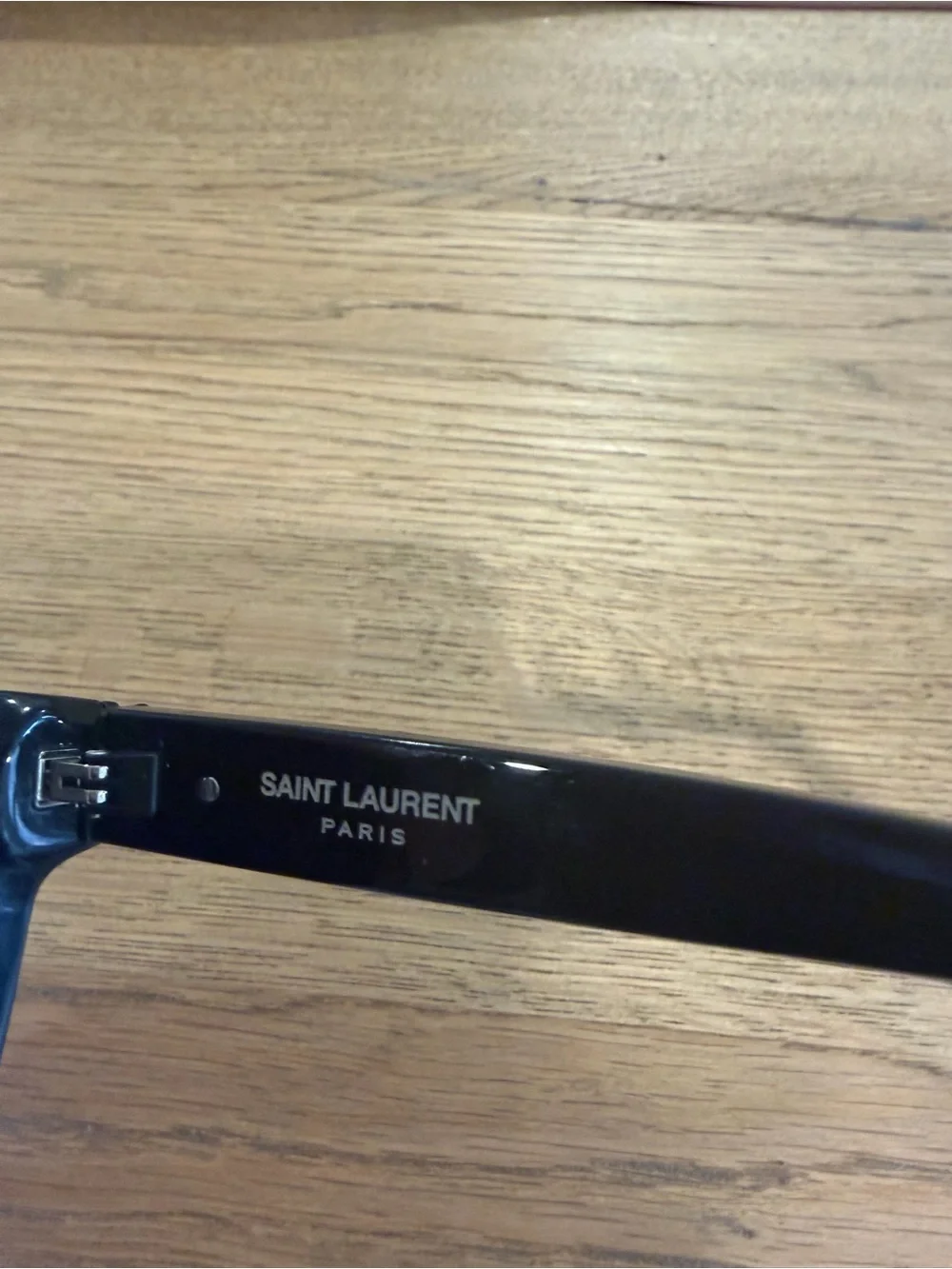 Saint Laurent Black Patent Temple Logo Sunglasses